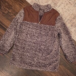 Cozy Brown Sherpa Pullover